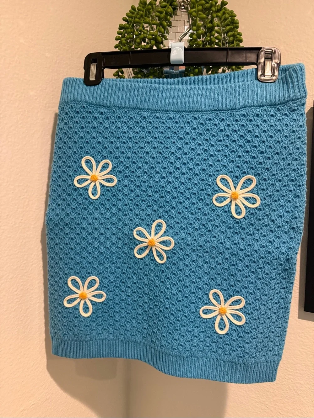 Blue Daisy Crochet Crop Tank & Skirt Set